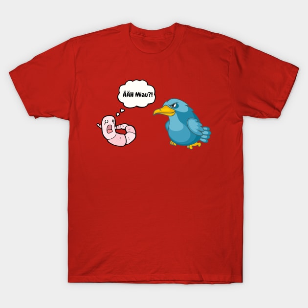 Worm and bird T-Shirt by Shadowbyte91